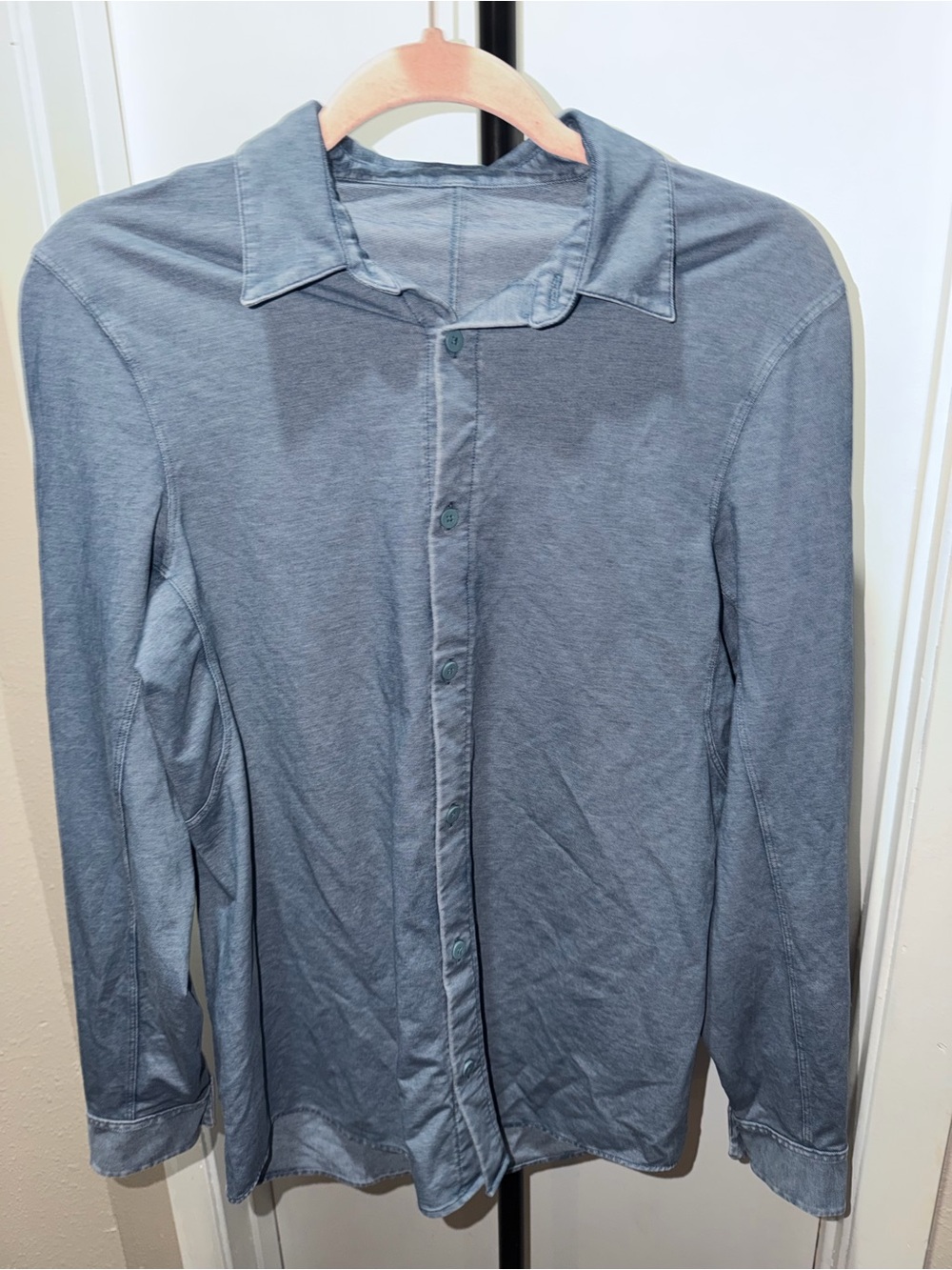 Lululemon Blue Gray Button Front Long Sleeve Collared Shirt Women’s XS/S